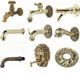 Decorative brass taps and water fountain spouts