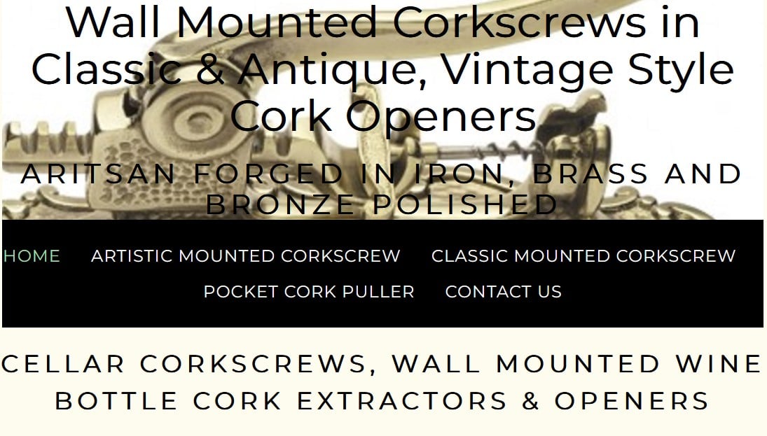 Visit mountedcorkscrews.com for wall mounted vintage corkscrews.